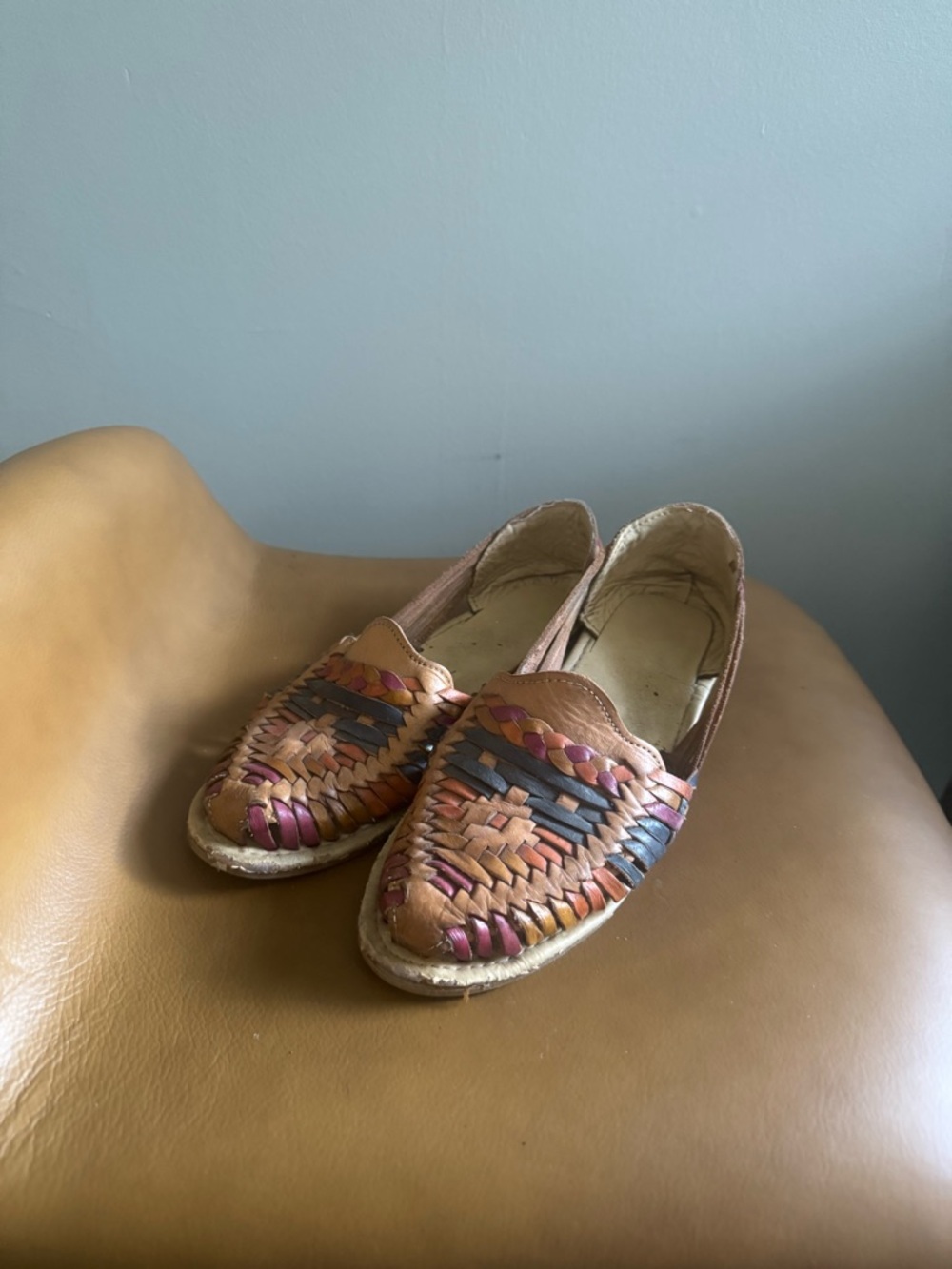 Handwoven Leather Huarache Loafers in Multicolor